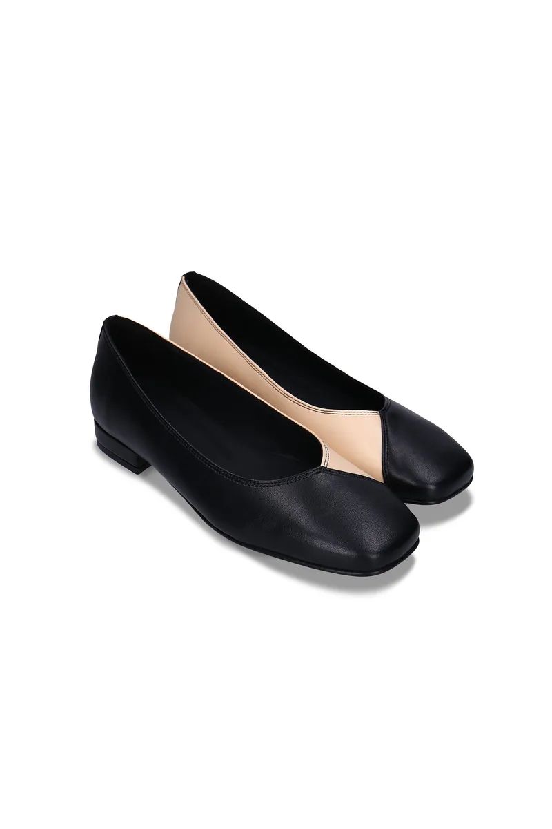 NAE NAE Damen vegan Ballerinas Pam Veganes Öko-Leder Beige/Schwarz, Beige, – Produktbild 2 von 2