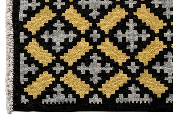 Rugtales Kelim Gashgai Schwarz „Rugtales“ aus Schurwolle, 82x119 cm, Schwarz, – Produktbild 4 von 4
