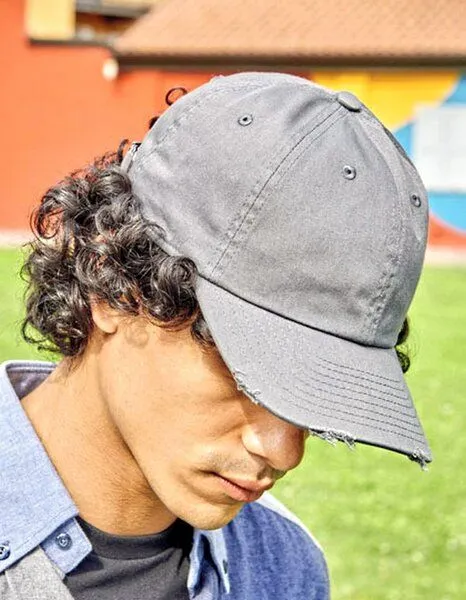 Atlantis Headwear Atlantis Headwear Atlantis Unisex Cap Basecap Cappy Kappe Destoyed Effekt mit unstrukturierter Krone erhätlich in 7 Farben Dad Hat Destroyed-S, Grau, – Produktbild 2 von 2
