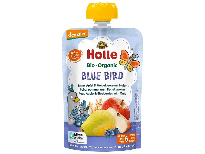 Holle Holle Quetschie Bio-Fruchtmus "Birne, Apfel, Heidelbeer, Hafer", Blue Bird, 100 g – Produktbild 1 von 1