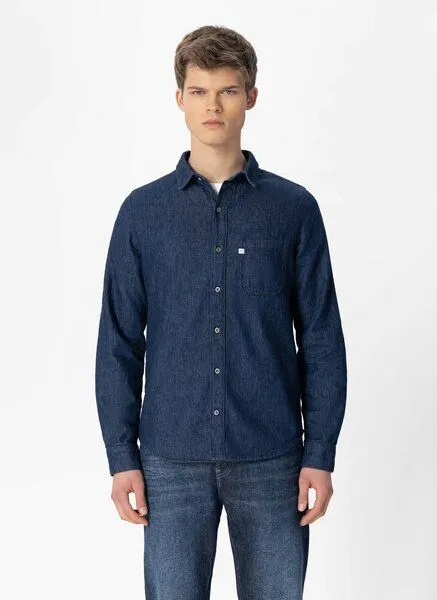 MUD Jeans MUD Jeans Langarmhemd - Stanley Shirt - aus einem Baumwoll/Leinen Mix, Strong blue (blau), – Produktbild 2 von 3