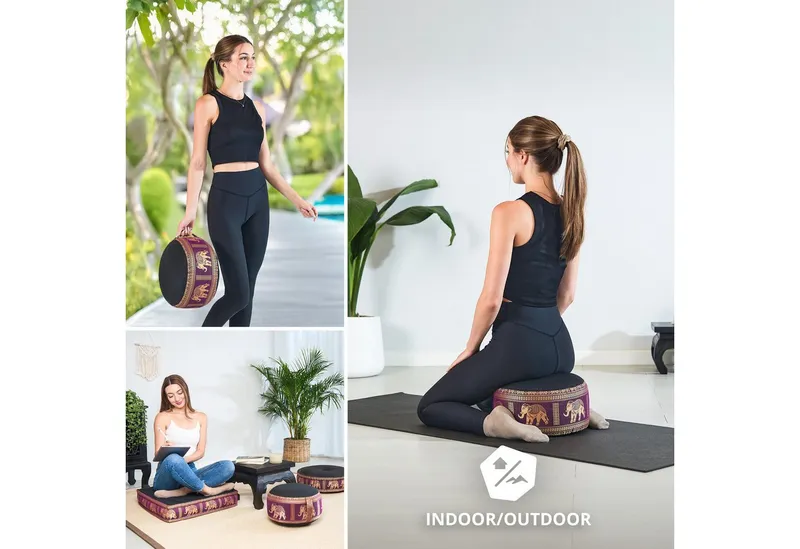 livasia Meditationskissen Zafukissen (Deluxe) - 32x20cm, Kapok, vegan, handgefertigt, Lila|schwarz, – Produktbild 3 von 5