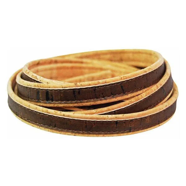 Kork-Deko Kork-Deko Band aus Kork-Stoff | flach 14 mm braun mit beigem Rand | Korkschnur zum Basteln – Produktbild 5 von 8