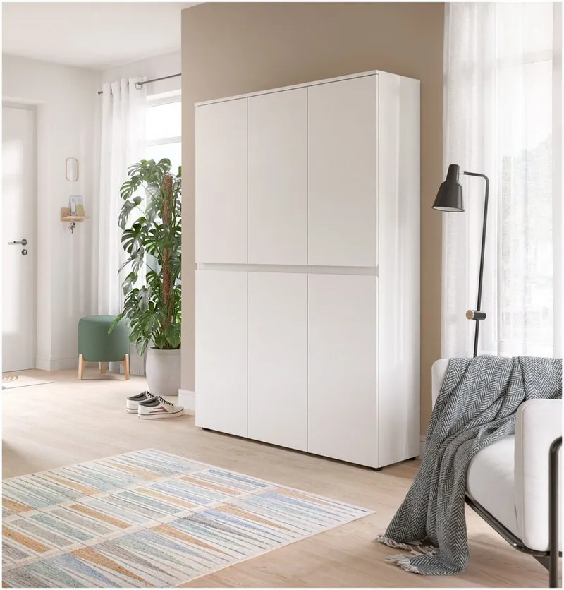 xonox.home Mehrzweckschrank in weiß inkl. Kleiderstange und Einlegeböden B/H/T: 105 x 175 x 37 cm, Weiß, – Produktbild 1 von 5