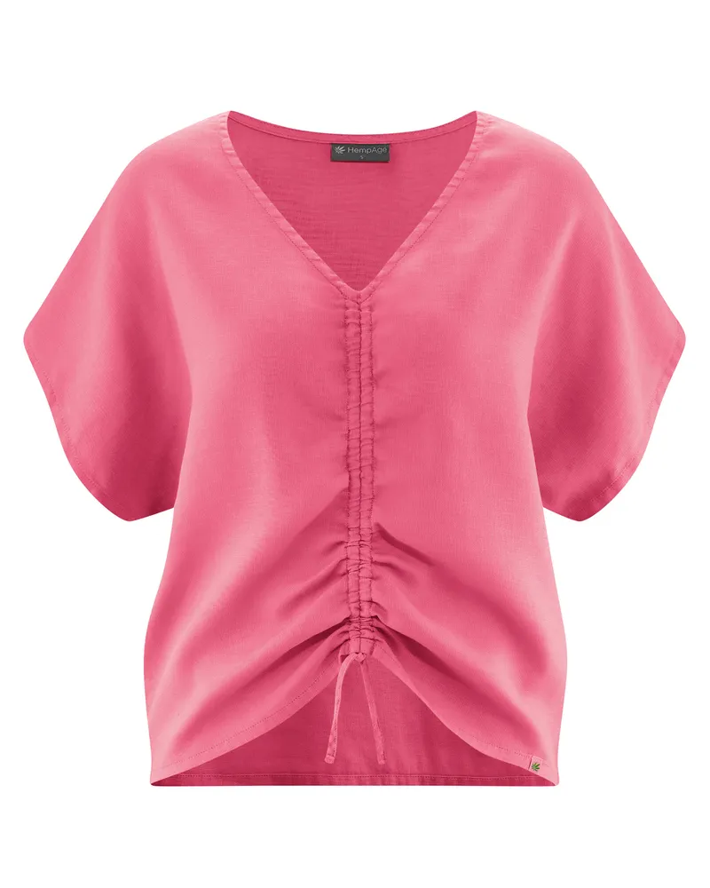 HempAge Hempage Damen vegan Sommerbluse Mit Raffungen In Hibiskusrosa, Rosa, – Produktbild 1 von 2