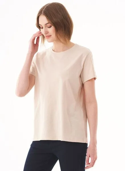 ORGANICATION ORGANICATION Damen Basic T-Shirt aus Bio-Baumwolle, Stone, – Produktbild 1 von 4