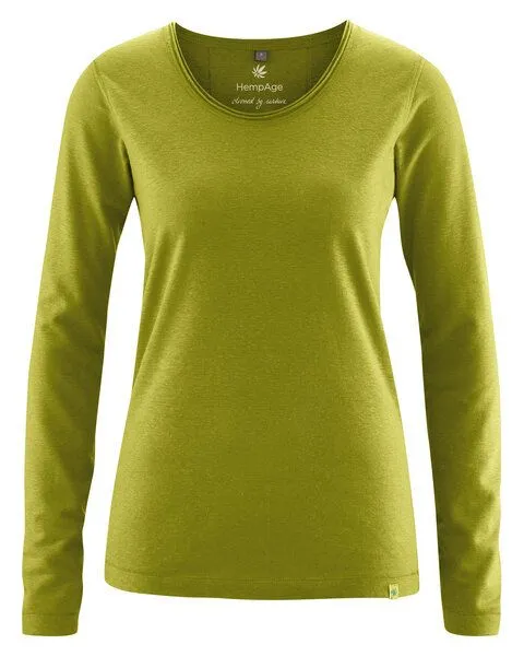 HempAge HempAge Damen Langarm-Shirt Lene Hanf/Bio-Baumwolle, Fern, – Produktbild 1 von 4