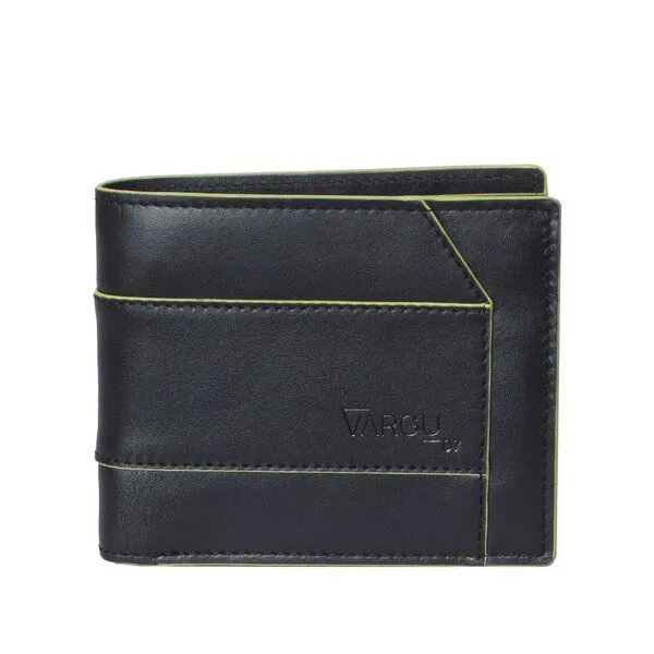 Vargu Vargu Echtleder Geldbörse KON 1-L, Black - lime green, – Produktbild 1 von 4