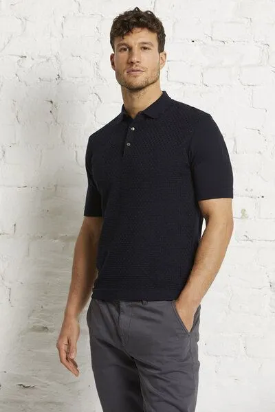 Wunderwerk Wunderwerk Herren Poloshirt aus Bio-Baumwolle "Polo waffle knitmix 1/2 male", Dunkelblau (old navy 695), – Produktbild 2 von 3