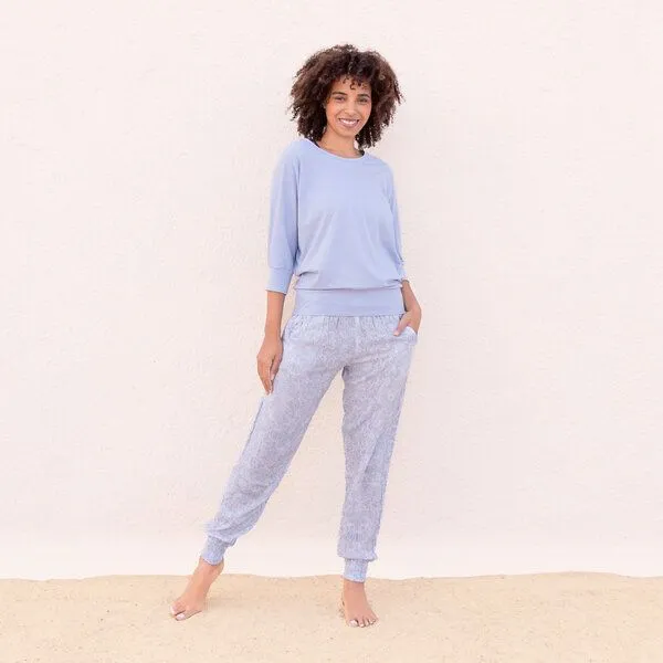 Jaya Jaya ANANDA PAISLEY - Damen - locker-leichte Sommerhose für Yoga und Freizeit, Paisley skyblue, – Produktbild 2 von 2