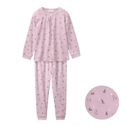 People Wear Organic People Wear Organic Pyjama, rosa bedruckt, "Katzen", Bio-Baumwolle – Produktbild 1 von 1