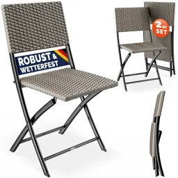 Casaria® Polyrattan Klappstuhl Rom 2er-Set Creme – Produktbild 1 von 1