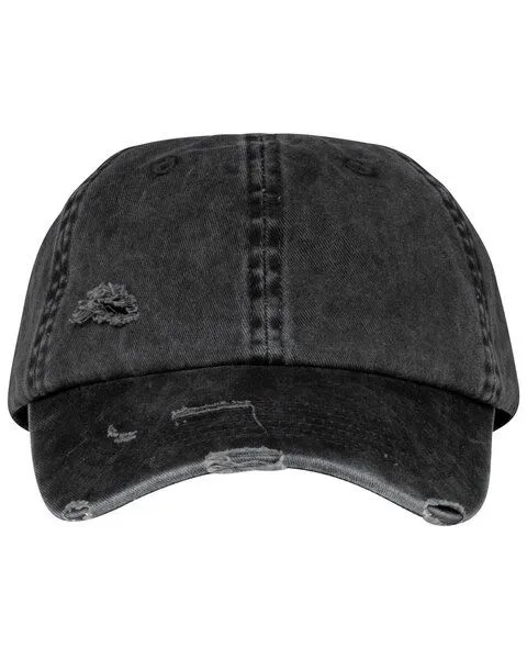 YTWOO YTWOO Nachhaltige Unisex-Kappe im zerrissenen Look, Schwarz, – Produktbild 1 von 3