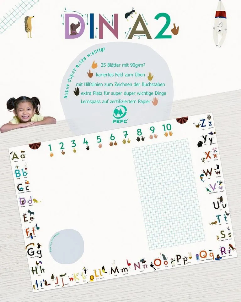 Close Up Schreibtischunterlage ABC Schreibtischunterlage Druckschrift zum Abreißen – Produktbild 2 von 5