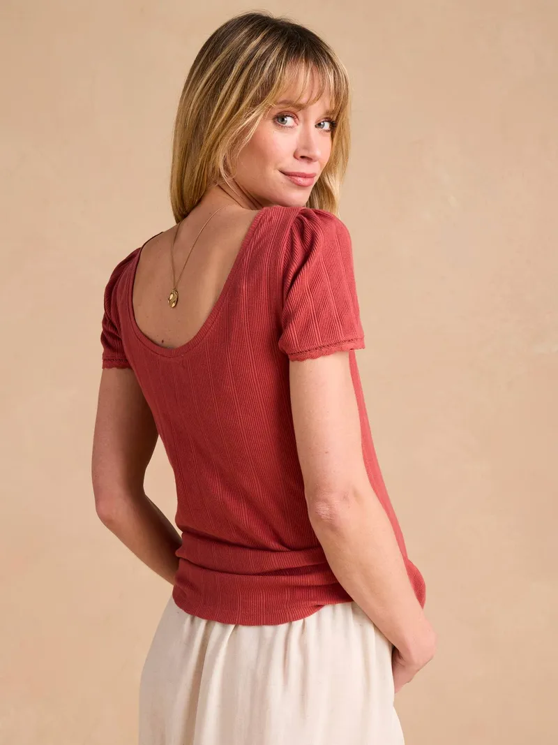 Envie De Fraise Umstandsshirt mit Rückenausschnitt ENVIE DE FRAISE, Terrakotta, – Produktbild 1 von 4