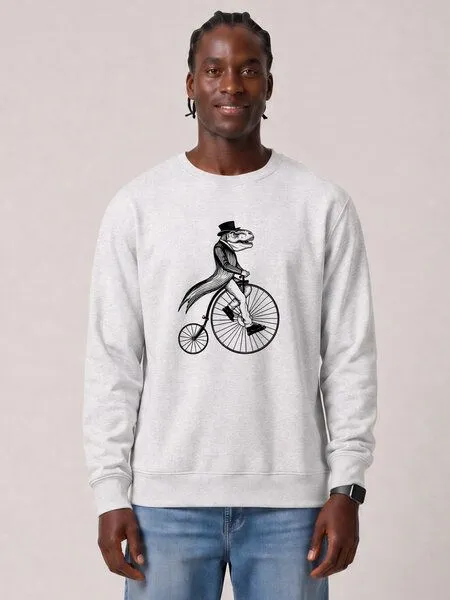 watapparel watapparel Sweatshirt Unisex T-Rex auf Fahrrad, Cool heather grey, – Produktbild 2 von 2