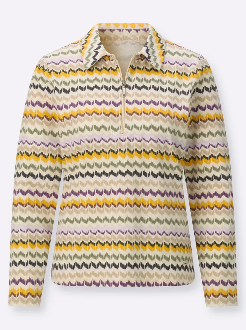 Witt Poloshirt oliv-traube-gemustert, Oliv-traube-gemustert, – Produktbild 1 von 2