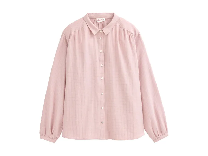 People Wear Organic People Wear Organic Flanell Langarm-Bluse Bio-Baumwolle (kbA) morganite kariert L, Rosa, – Produktbild 1 von 2