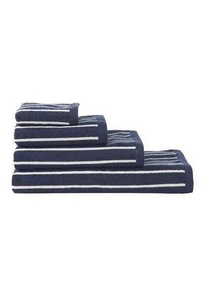 hessnatur hessnatur Frottier-Handtuch Streifen aus reiner Bio-Baumwolle, Tintenblau, – Produktbild 3 von 3