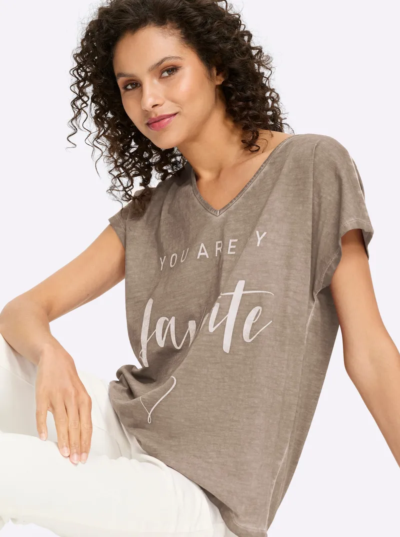 heine Print-Shirt beige, Beige, – Produktbild 2 von 2