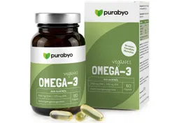 Purabyo Omega-3 Algenöl Kapseln, vegan, 250 mg DHA,+125 mg EPA, im Glas Kapseln, 60 St., 71 g – Produktbild 1 von 1