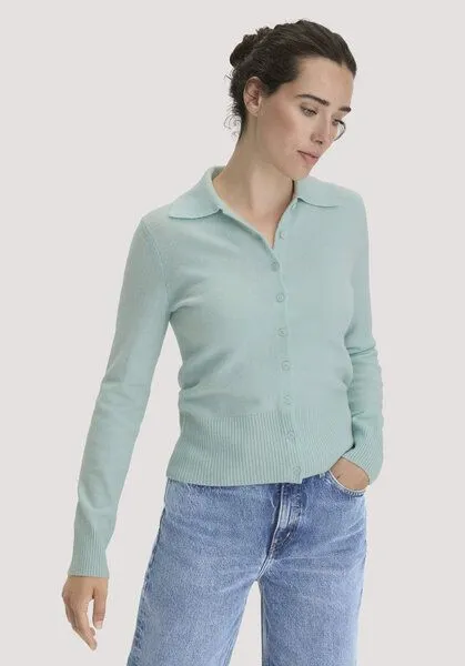 hessnatur hessnatur Strickjacke Regular aus Schurwolle mit Cashmere, Polargrün, – Produktbild 1 von 4