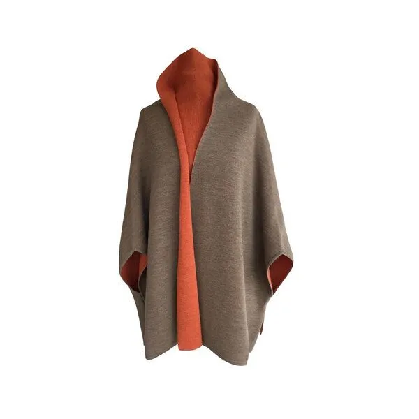 austriandesign.at austriandesign.at MantelCape reversibel aus extrafeiner Merinowolle, Natur/orange, – Produktbild 1 von 3