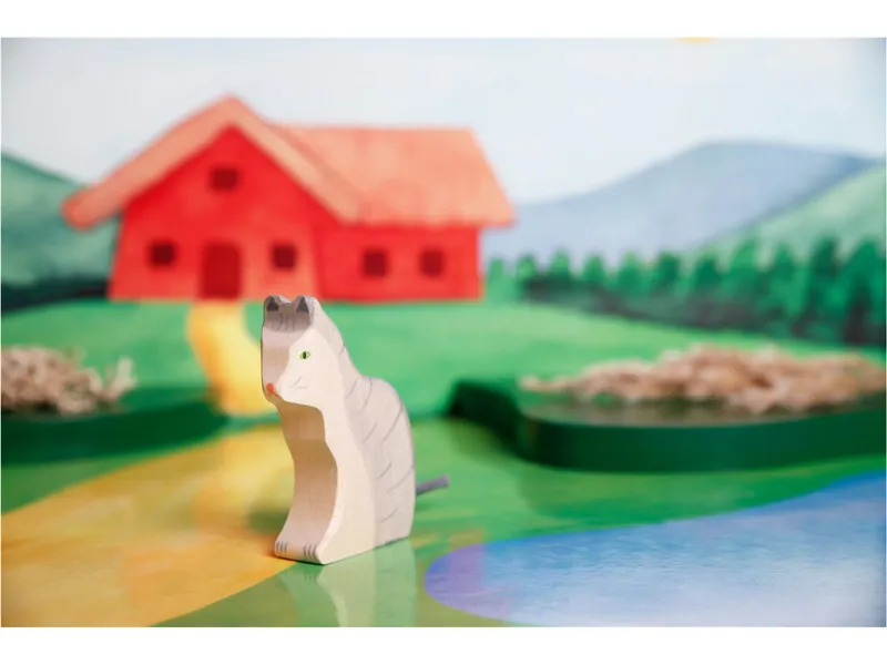 Holztiger Holztiger Holzfigur Katze Maße 7 x 1,9 x 8 cm, Natur, grau, mehrfarbig, – Produktbild 2 von 2