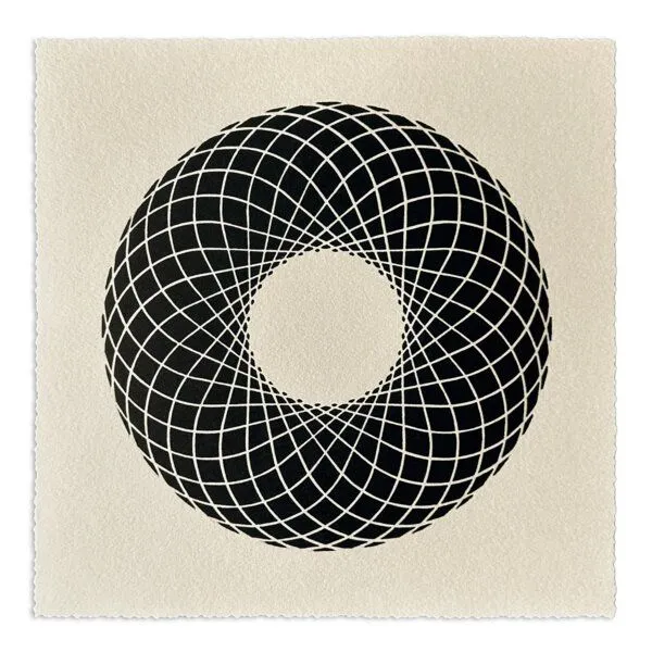 Veskor Cassiopeia Veskor Cassiopeia RING OF TORUS | Heilige Geometrie Linoldruck | 22 x 22 cm, Schwarz, – Produktbild 1 von 2