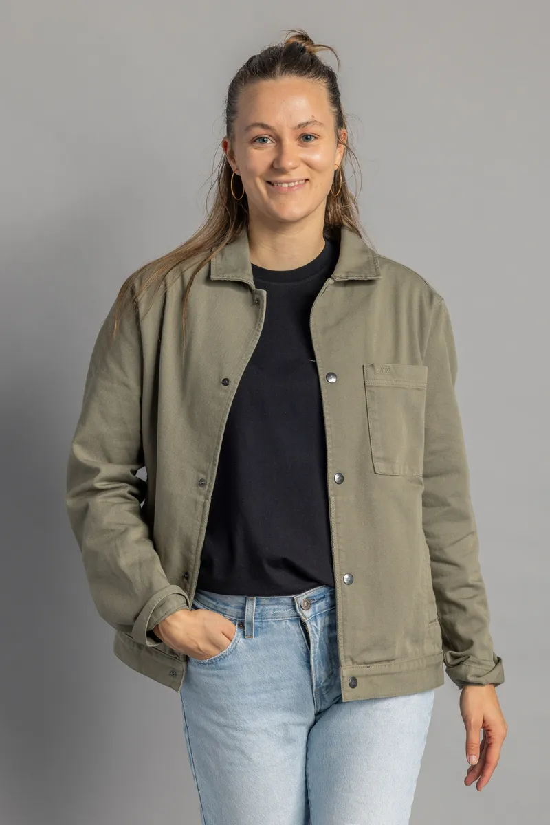 DIRTS DIRTS Herren vegan Jeansjacke Unisex Dusty Olive, Olivgrün, – Produktbild 2 von 2