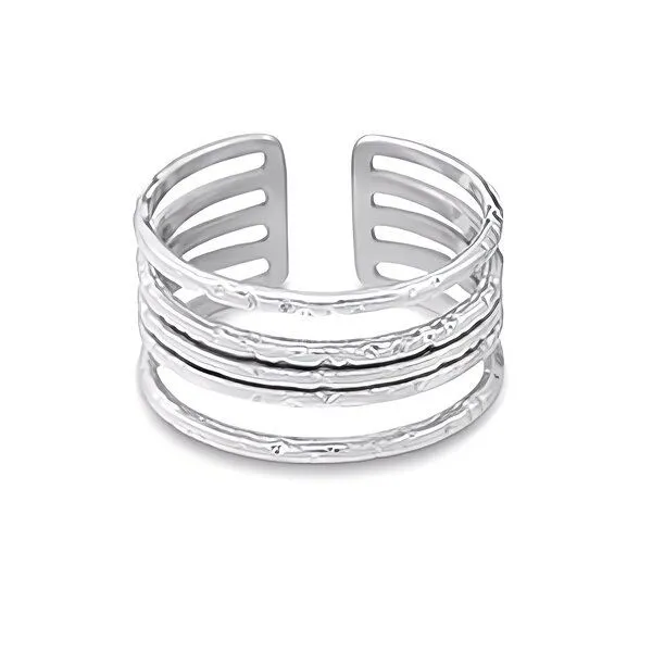 ELEKTROPULLI Größenverstellbarer Boho Layering Ring ca. Ø 17 - 20mm von Elektropulli, Silber, – Produktbild 1 von 1