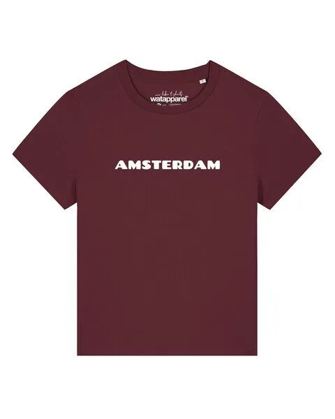 watapparel watapparel T-Shirt Frauen Amsterdam Flora, Burgundy, – Produktbild 1 von 3