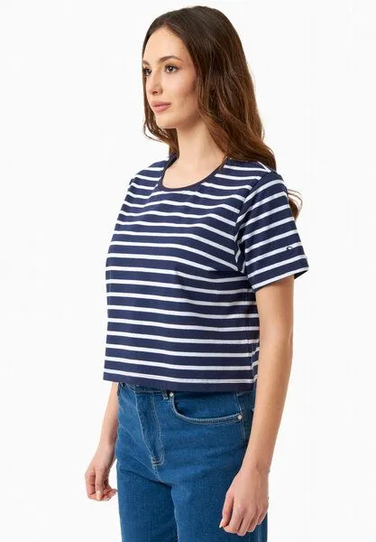 ORGANICATION ORGANICATION Gestreiftes T-Shirt aus Bio-Baumwolle, Off white/dark navy, – Produktbild 3 von 4