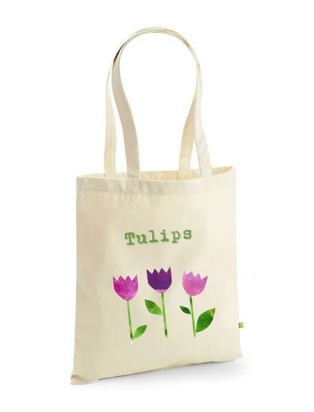 MelaDi MelaDi Tragetasche / Tote Bag aus Biobaumwolle - Tulpen auf Naturweiß – Produktbild 3 von 3