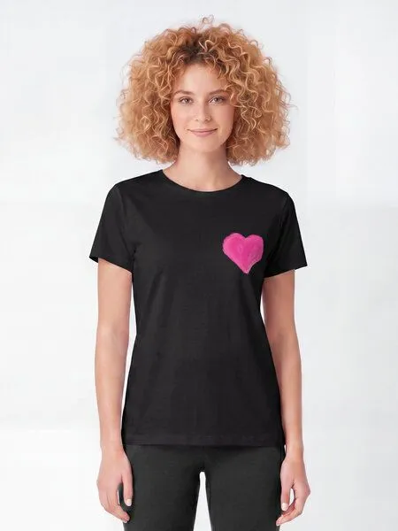 watapparel watapparel T-Shirt Frauen Pink Heart, Black, – Produktbild 2 von 2