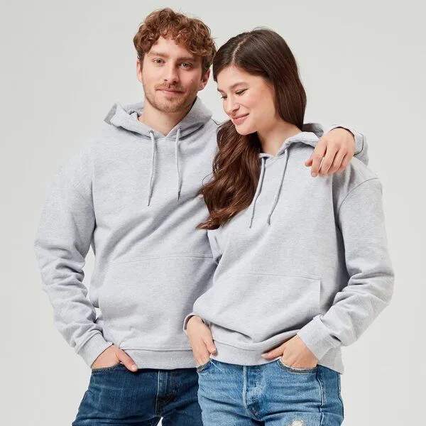 COREBASE COREBASE Hoodie / Kapuzenpullover / 100% Bio-Baumwolle, Grau melange, – Produktbild 1 von 4