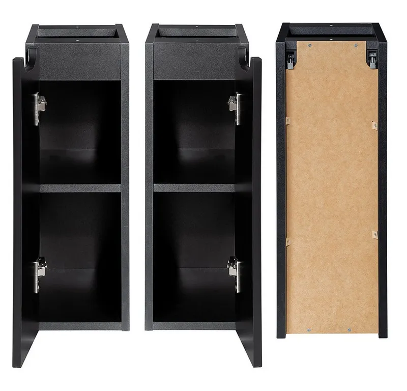 Lomadox Unterschrank NEWPORT-56-BLACK 20cm, Badmöbel Unterschrank schwarz gerillte grifflos, Schwarz, – Produktbild 3 von 5