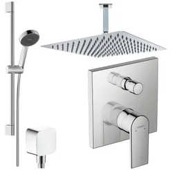 Hansgrohe und Jowi Duscharmatur Vernis Shape, Unterputz Duschsystem, Regendusche mit Deckenanschluss (Unterputz-Duschsystem) Kopfbrause und Deckenanschluss aus Edelstahl – Produktbild 1 von 1