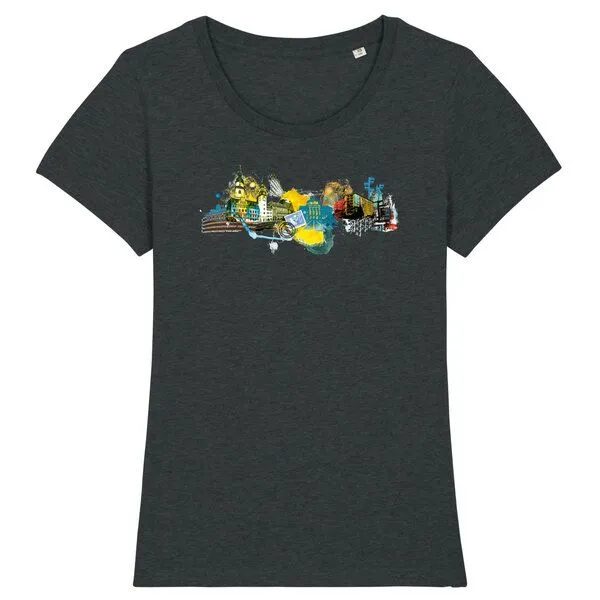 Spangeltangel Spangeltangel Damen T-Shirt „Chemnitz“, für Frauen, Stadt, bedruckt, Biobaumwolle, Schwarz, – Produktbild 2 von 4