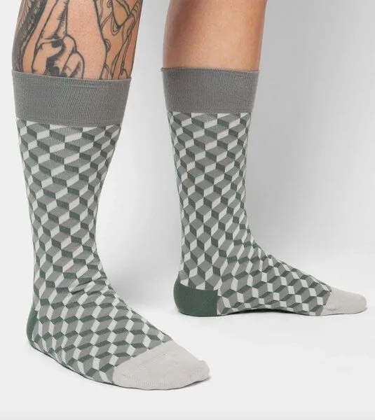 DillySocks DillySocks Socken Dice aus Biobaumwoll-Mix, Olive dice, – Produktbild 2 von 3