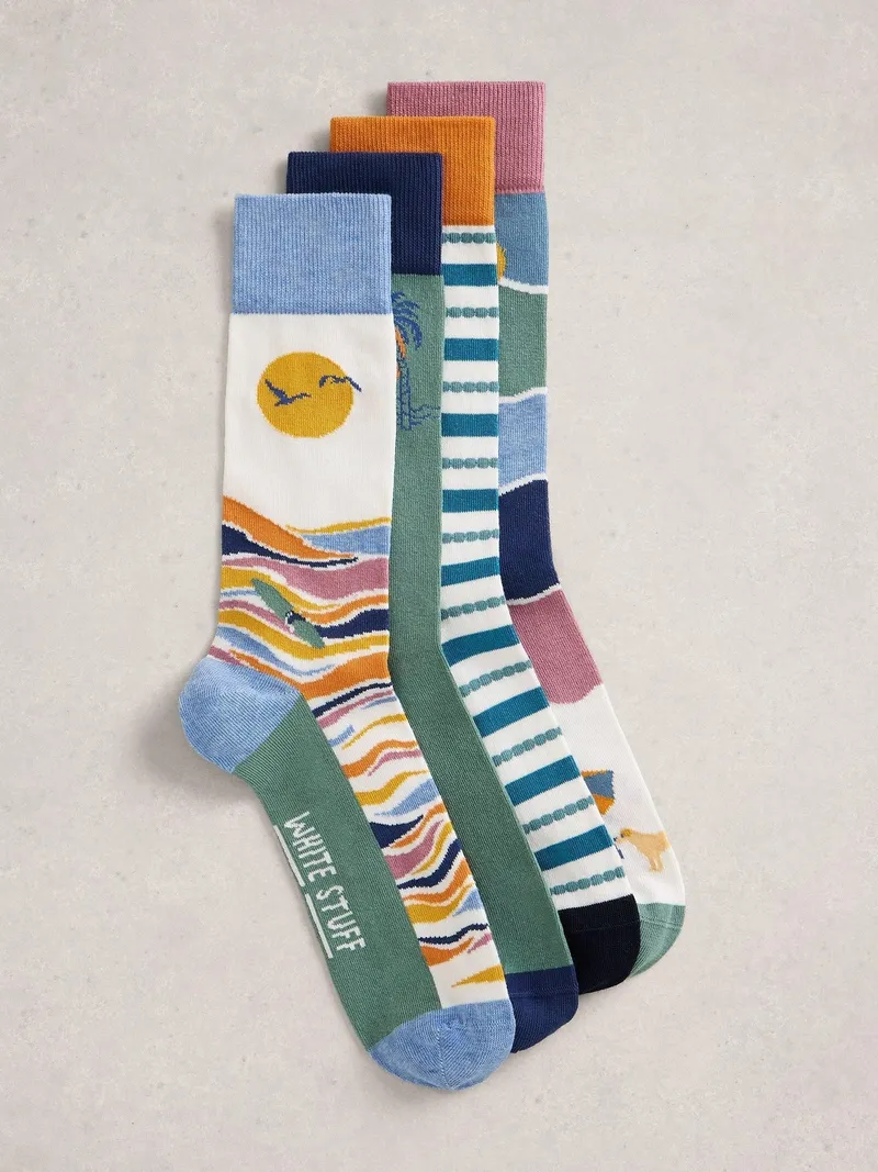 White Stuff 4er-Pack Socken Urlaub - 44-46, Blau multi, – Produktbild 2 von 4