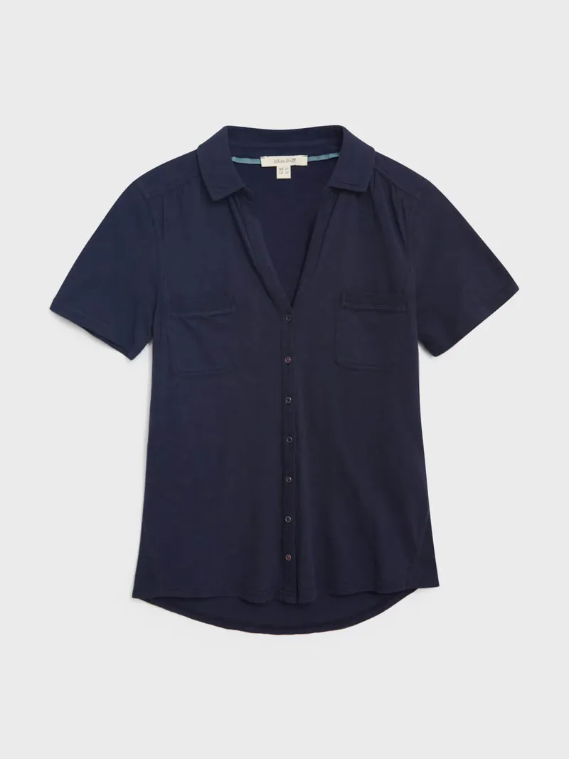 White Stuff Penny Jerseybluse mit Taschen - 48, Marineblau, – Produktbild 4 von 4