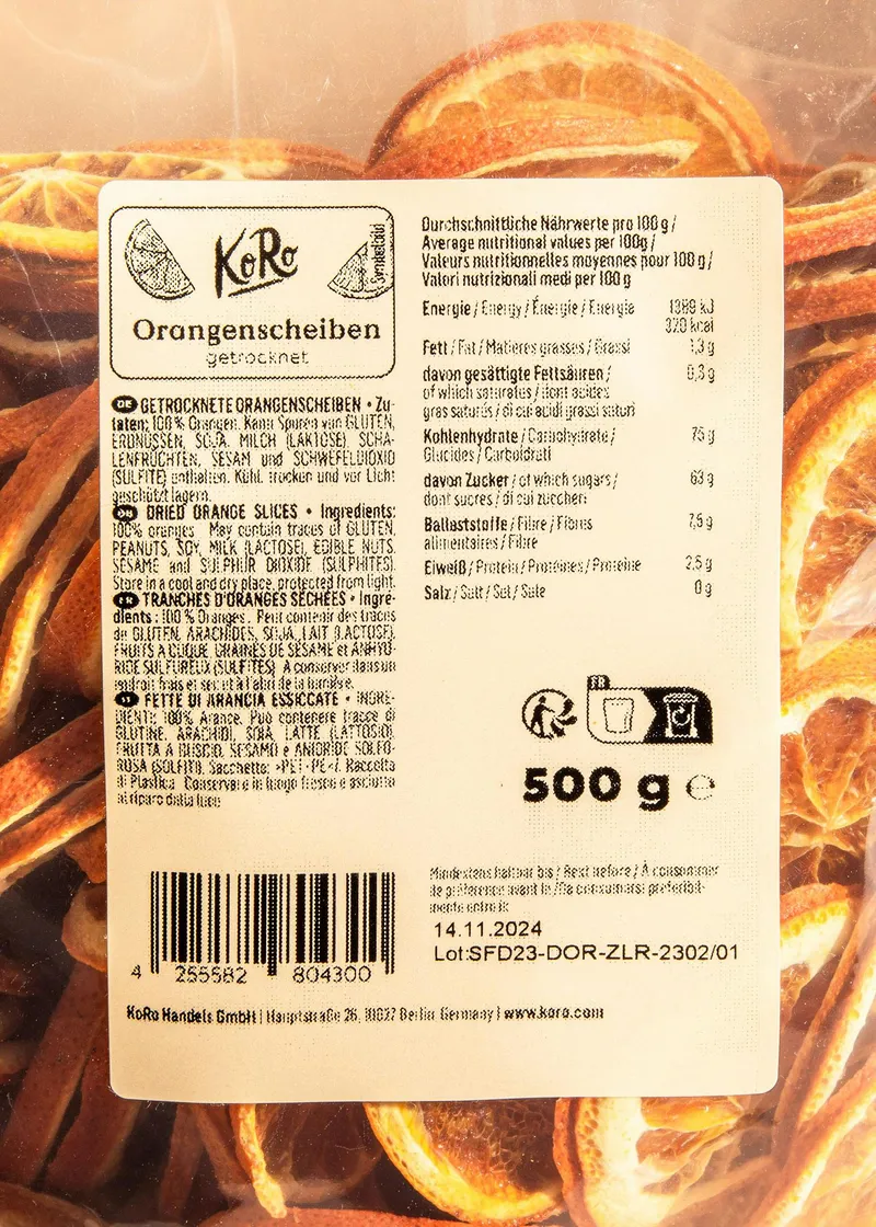 KoRo Getrocknete Orangenscheiben 500 g – Produktbild 3 von 5