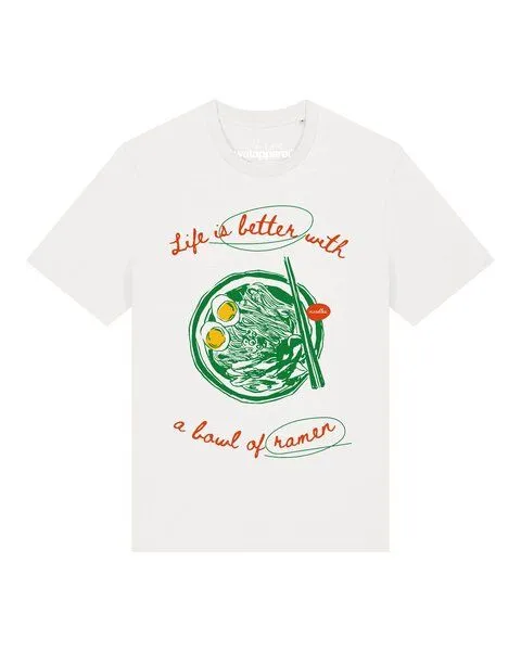 watapparel watapparel T-Shirt Unisex Life is better with ramen, Off white, – Produktbild 1 von 2