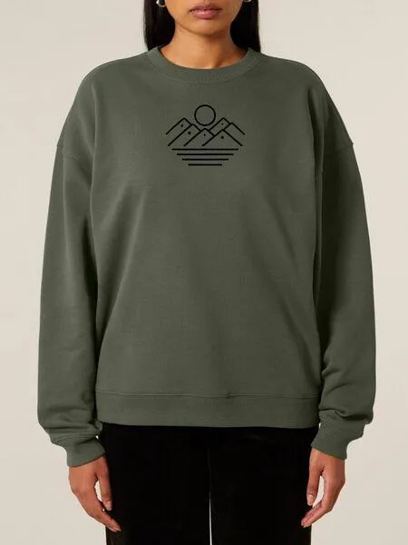 Human Family Human Family Bio Unisex oversize Sweatshirt - "Mountain Silhouette", Khaki, – Produktbild 2 von 4