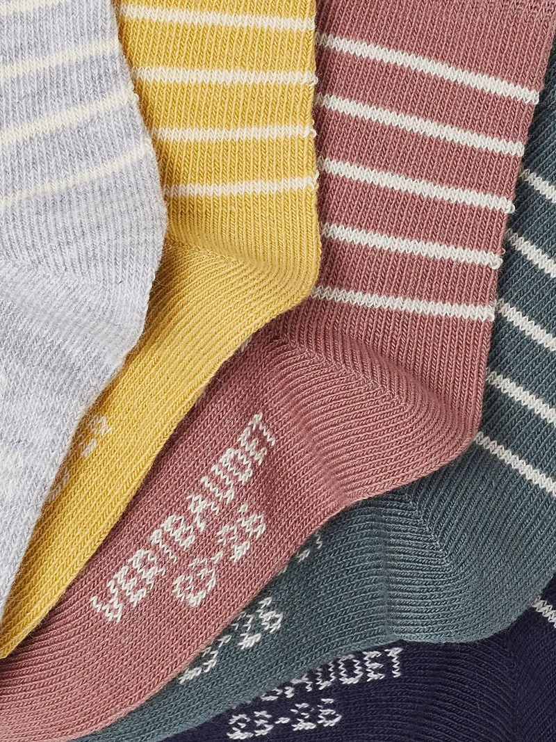 Vertbaudet 5er-Pack Socken mit Streifen, Marine, – Produktbild 2 von 2