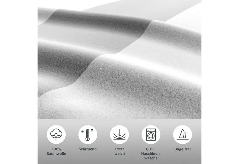 OTTO home Wendebettwäsche Sari in verschiedenen Qualitäten, Flanell, 2 teilig, ab Gr. 135x200 cm, Wendedesign, moderne Bettwäsche mit Streifen, Grau, – Produktbild 3 von 6