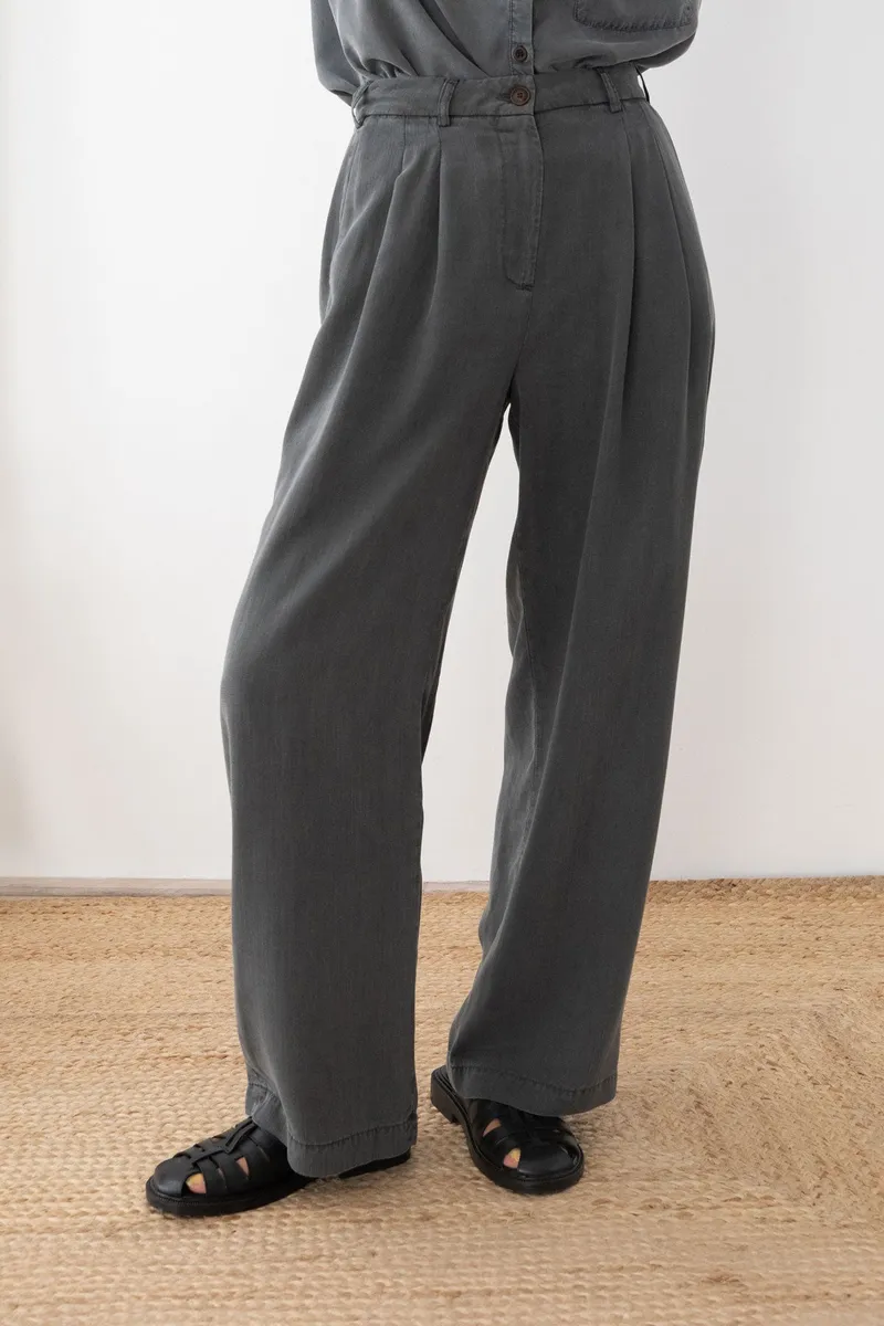 TWOTHIRDS TWOTHIRDS Damen vegan Hose Mesquida Dark Sand, Grau, – Produktbild 1 von 2