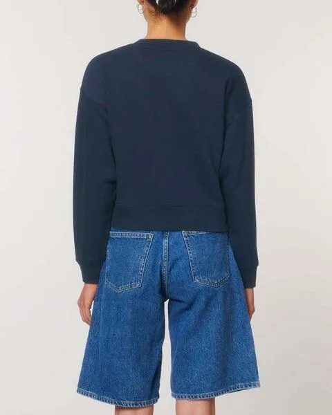 YTWOO YTWOO Kurz geschnittenes Damen Sweatshirt | Bio-Pullover | nachhaltig | fair produziert, Navyblau, – Produktbild 4 von 4