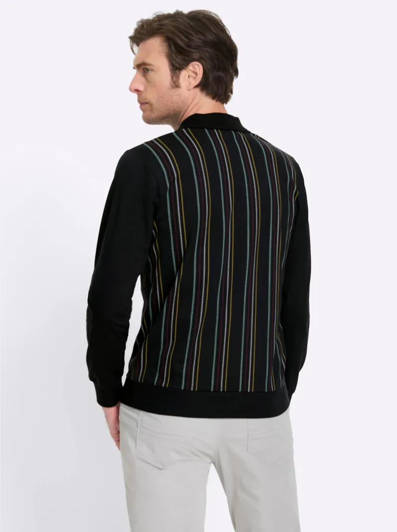 marco donati Langarm-Poloshirt schwarz-gestreift, Schwarz-gestreift, – Produktbild 2 von 2